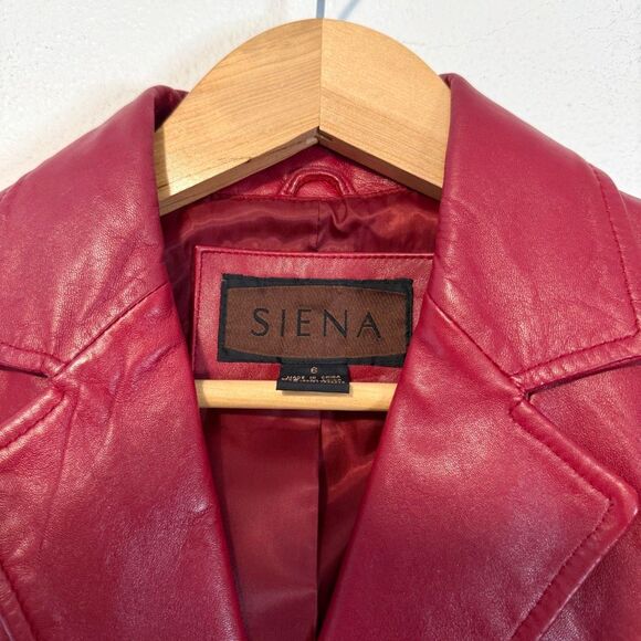 Siena Red Leather Jacket Size 6 - Picture 5 of 10